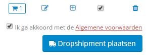 Dropshipments tabblad In het dropshipment tabblad kunt u de dropshipment zendingen die u nog niet voor verzending heeft ingediend, inzien.