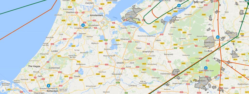 SECTOR 3 Het betreft hier routes die tot ver in Noord-Brabant (Rozendaal / Bergen op Zoom) gedefinieerd zijn op een hoogte van 1.800-2.700-3.000m.