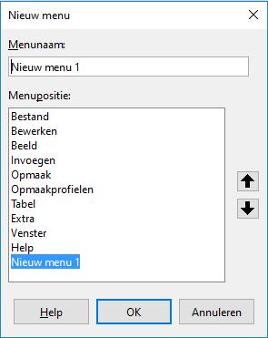 3. Selecteer, in het gedeelte LibreOffice Writer Menu's, uit de keuzelijst Menu het menu dat u wilt aanpassen.