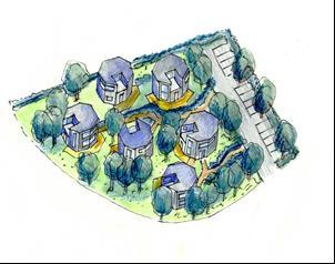 Model 1: Vrijstaand in park Principes: 6 grondgebonden vrijstaande woningen á 2 bouwlagen, souterrain mogelijk.
