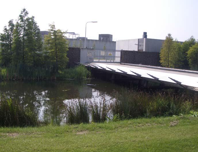 Aan de achterzijde is het water ondieper, waardoor er mogelijk riet kan gaan groeien rondom de carrousels.