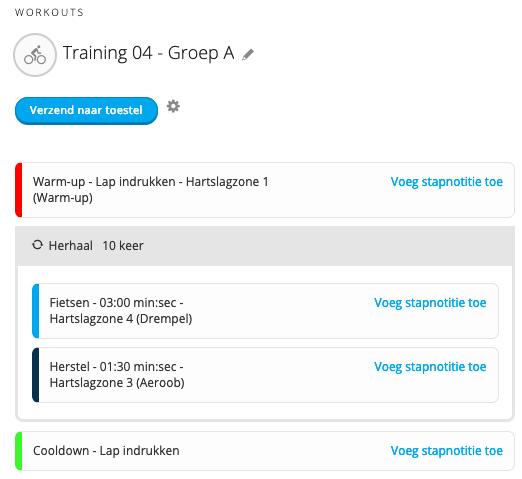 7.5 Voorbeelden en extra informatie Bij gebruik van een fietscomputer of sporthorloge van bijvoorbeeld Garmin kun je de trainingen als Workout aanmaken.