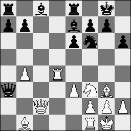 exf5 Dxc2 21.Tae1 Tg8 Dat is het verschil met voornoemde analyse: wit moet ook aan z'n eigen koning denken. 22.Tf2 Dc3 23.Tfe2 Dd4+ 24.Kh1 Ta7 25.Dh6 f6 26.Dxh7 Dxd5 27.