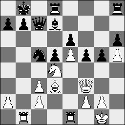 22.c4! De noodzakelijke breekzet op het juiste moment. Vooral niet 22.exf6? e5! 23.f7!? (of 23.Pb5 Lxb5 24.Lxb5 Thf8 en zwart staat eerder beter.) 23...e4 24.Df6 exd3 25.cxd3 Pxd3 26.Te7 Df4!