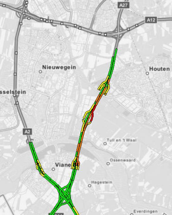 Traject Lengte (km) Reistijdfactor ochtendspits Reistijdfactor avondspits Houten-Everdingen 7 1,3 1,9 Everdingen-Houten 7 2,2 1,4 Everdingen-Scheiwijk 17 1,4 1,6 Scheiwijk-Everdingen 17