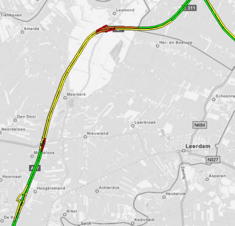 8: Reistijdfactoren in referentiesituatie 2030 op de vier projectspecifieke deeltrajecten (o.b.v. NRM verkeersprognoses TB A27 Houten-Hooipolder) 4.2.3 Rijsnelheid in de spits Met het verkeersmodel is de toekomstige gemiddelde rijsnelheid in beeld gebracht voor beide spitsperioden.