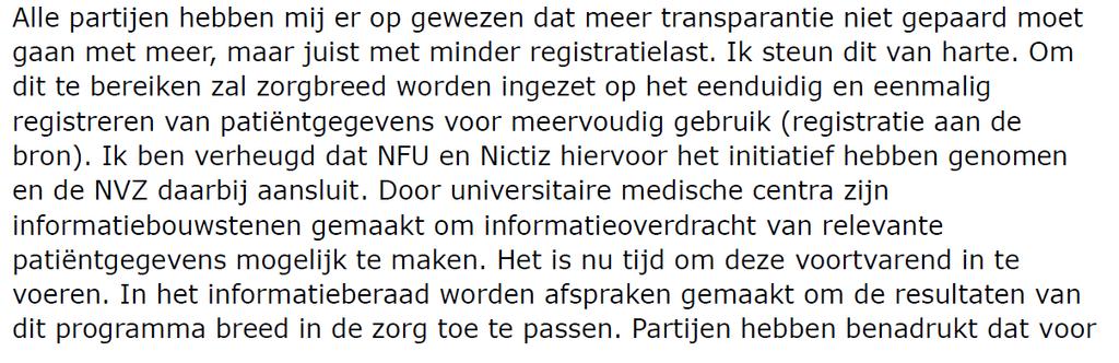 Brief minister Schippers, VWS uit