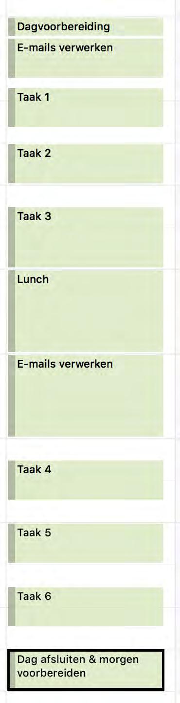 Dagindeling 1. Dag voorbereiden 2. Taken 3.