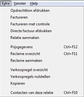 Extra Met behulp van de menukeuze Extra heeft u nog een aantal extra functionaliteiten.