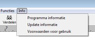 19. Info Onder info bevinden zich enkele informatiefuncties 19.1 Programma informatie Hier worden de versie van het programma getoond en de licentiegegevens.