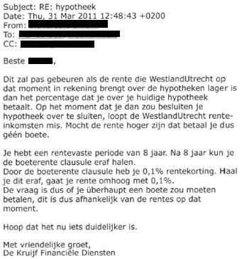 2.4 De Adviseur heeft op 31 maart 2011 op het onder 2.3 vermelde bericht gereageerd: 2.5 Hierop heeft Consument het volgende geschreven: 2.