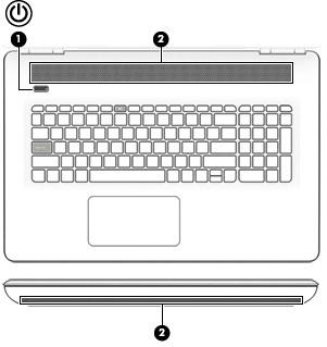 Onderdeel Beschrijving (1) Aan/uit-knop Als de computer is uitgeschakeld, drukt u op de aan/uitknop om de computer in te schakelen.