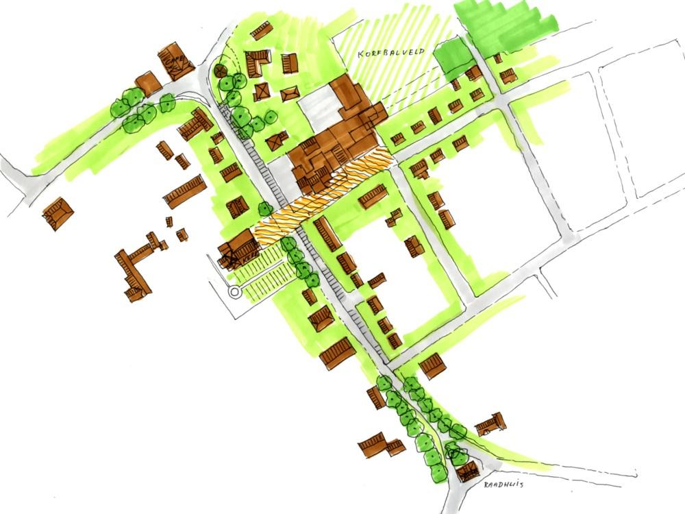 Ingekleurde plattegrond om het