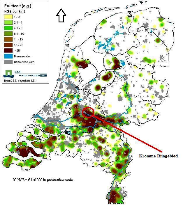 3.1.1 De huidige oppervlaktes In Nederland was er in 2009 bijna 20.000 hectare grond waar fruit op geteeld werd (zie figuur 2), hiervan werd circa 7.800 hectare gebruikt voor peren en 9.