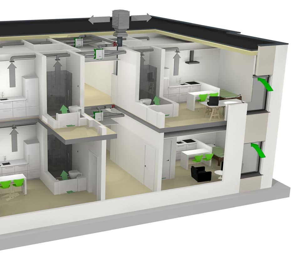 DucoBox Focus Terugslagklep / Brandklep DoorVent GlasMax ZR Volgens het Bouwbesluit 2012 moeten de afvoer van