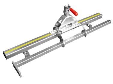 Op de afvoerrollenbanen kan een lengteaanslag worden gemonteerd met een geleiding door middel van loopwelen, de lengteaanslag is zowel links als rechts leverbaar.