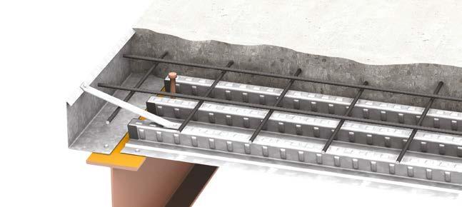 1,0 mm en 1,2 mm voor economische oplossingen Efficiënte betondwarsdoorsnede voor maximale prestaties Brandwerend tot 1 uur bij vloerdikte van 140 mm Brandwerend tot 4 uur Solide akoestische