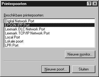 6. Klik op de knop Add Port (Poort toevoegen) en selecteer EPSON IPP Port (EPSON