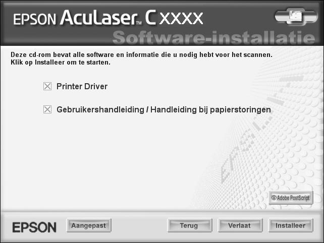 Opmerking: Selecteer zo nodig User Installation (Installatie voor gebruiker) en selecteer uw printer. 6.