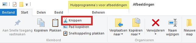 Klik in het tabblad 'Start' op Knippen. Als u nog een beetje onzeker bent over het verplaatsen door middel van knippen en plakken, kunt u er ook voor kiezen nu eerst op Kopiëren te klikken.