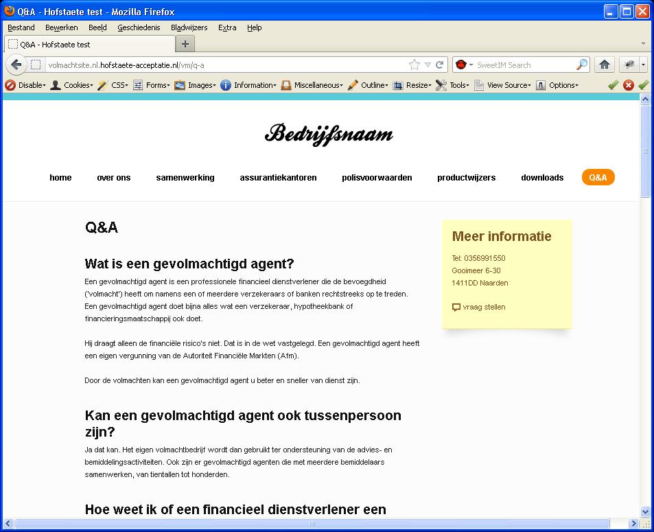 Q&A U wilt een eigen Q&A pagina.