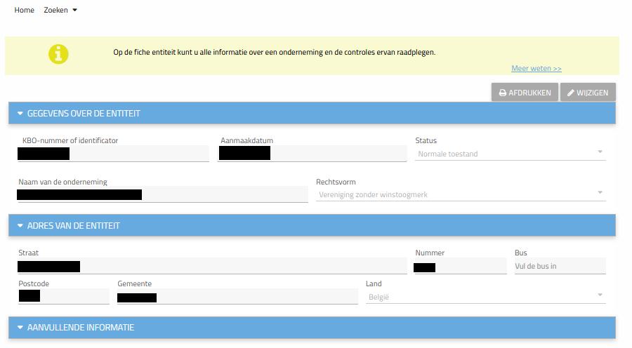 U kunt alle gegevens bekijken die in het UBO-register over de juridische entiteit