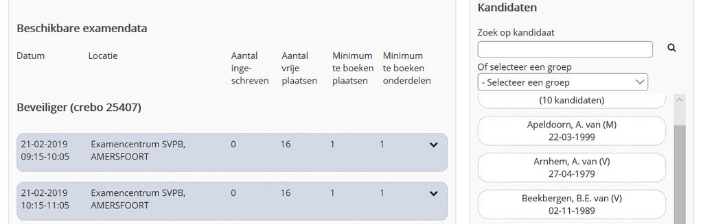 4.1 Aanmeldingen Door te klikken op het tabblad aanmeldingen of op de button aanmeldingen, kan de medewerker van een onderwijsinstelling kandidaten aanmelden voor een examen.