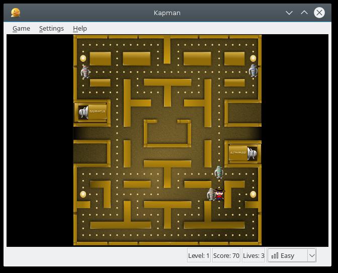 Hoofdstuk 1 Inleiding SPELTYPE: Arcade AANTAL MOGELIJKE SPELERS: Eén Kapman is een kloon van het bekende spel Pac-Man.