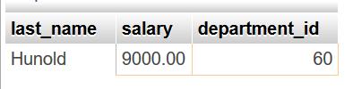 Oefening (op papier) Selecteer de mensen waarvan het salaris tussen 9K en 11K ligt en die op afdeling 60 of 90 werken.