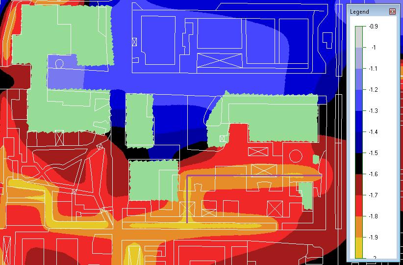 Figuur 4-7: Toekomstige maatgevende grondwaterstand zonder parkeergarage