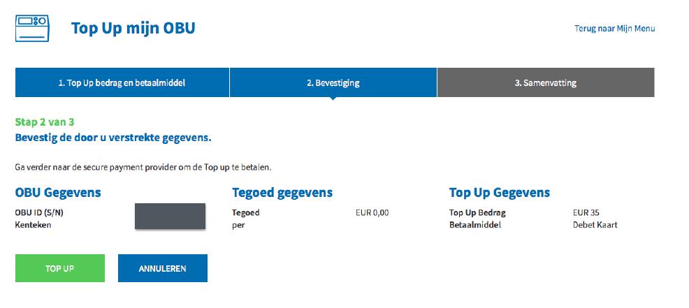 Top-up met debetkaart prepaid (voorafbetaling) 6d.