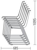 Armleggerpads of framepads (bij stoel zonder armleggers) kunststof. Koppel- en stapelelement kunststof. Metalen oppervlakken met poedercoating.