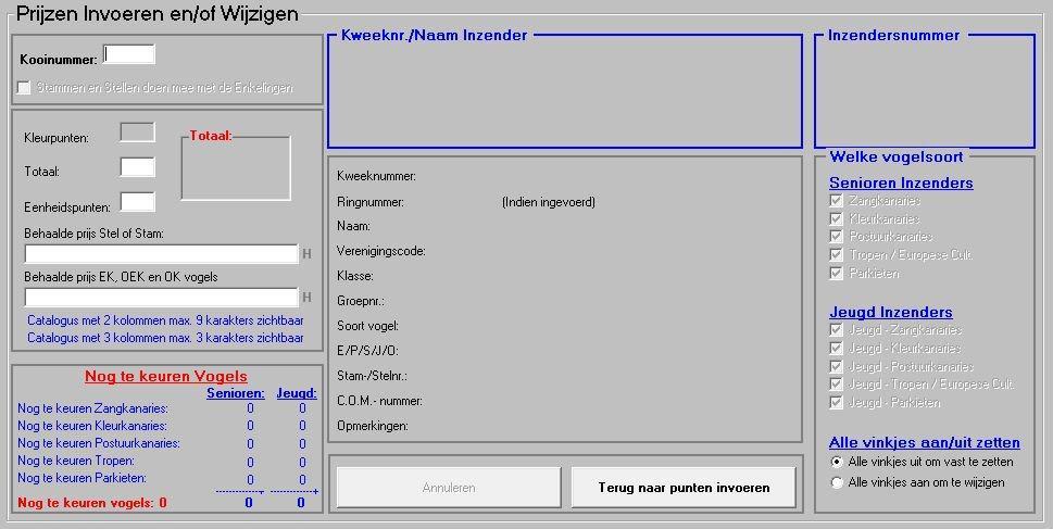 Prijzen Invoeren en/of Wijzigen 5.4C Als u op deze knop klikt krijgt u Prijzen Invoeren en/of Wijzigen 5.4C. In dit onderdeel kunt u alleen de prijzen invoeren en/of wijzigen bij de kooien.