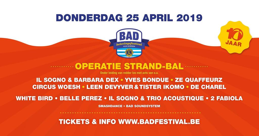 BAD Festival donderdag 25 april 20,00 euro vervoer, eten en een drankje inbegrepen. Neem zeker nog zakgeld mee!