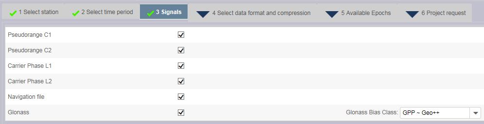 B RINEX-data van Virtual Reference Station (VRS) Maak het browser window scherm vullend. Selecteer Virtual RINEX links boven de lijst met basisstations.