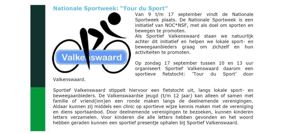 Nieuwsbrief Sportonderwijs Gemeente Valkenswaard.