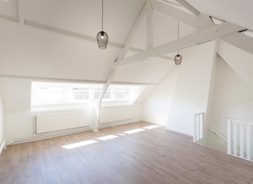 2 nd floor: Open attic space with a technical room and big dormer.
