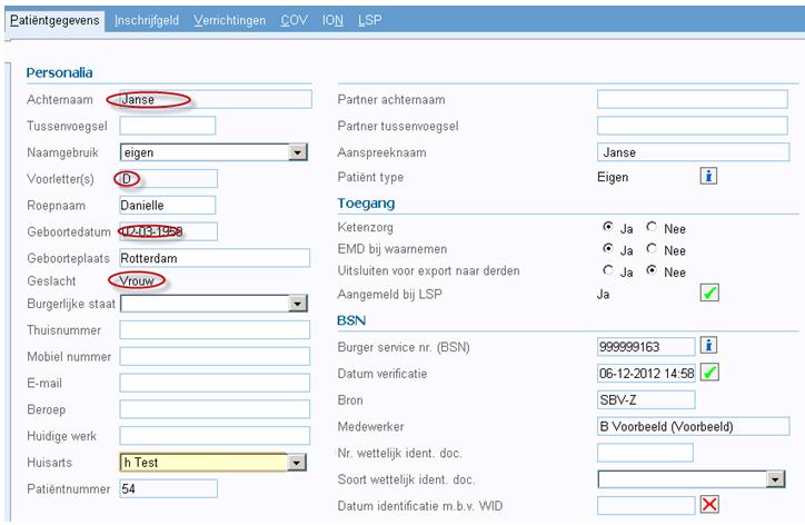 Om de gegevens toch te kunnen wijzigen moet de patiënt eerst worden afgemeld bij het LSP via de OPT-IN registratie, m.b.v. de knop.