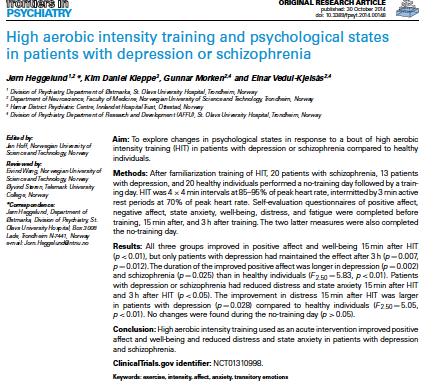 Bewegen als medicijn In schizophrenia aerobic physical