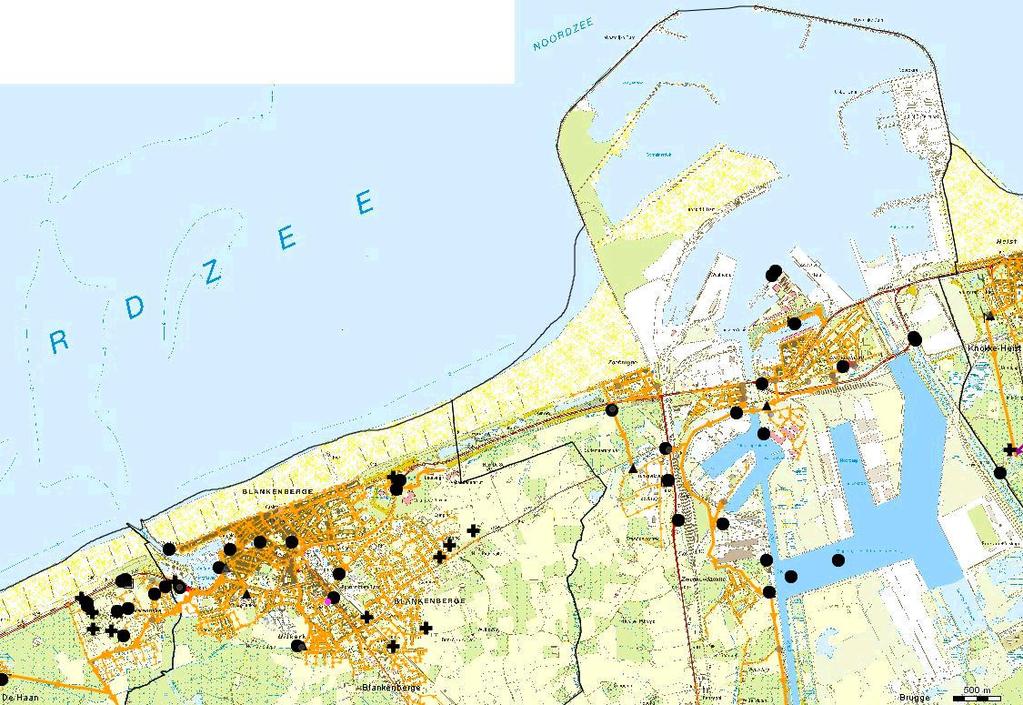 Er zijn 2 uitlaten van industrieel afvalwater in de haven van Zeebrugge aanwezig en 1 overstort in het prins Albertdok; De andere aanwezige overstorten en uitlaten