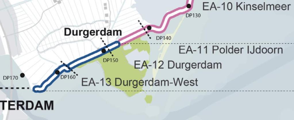 Specifiek Durgerdam - locatie EA-12 (Durgerdam): hoog voorland, kleinere golven, bebouwing