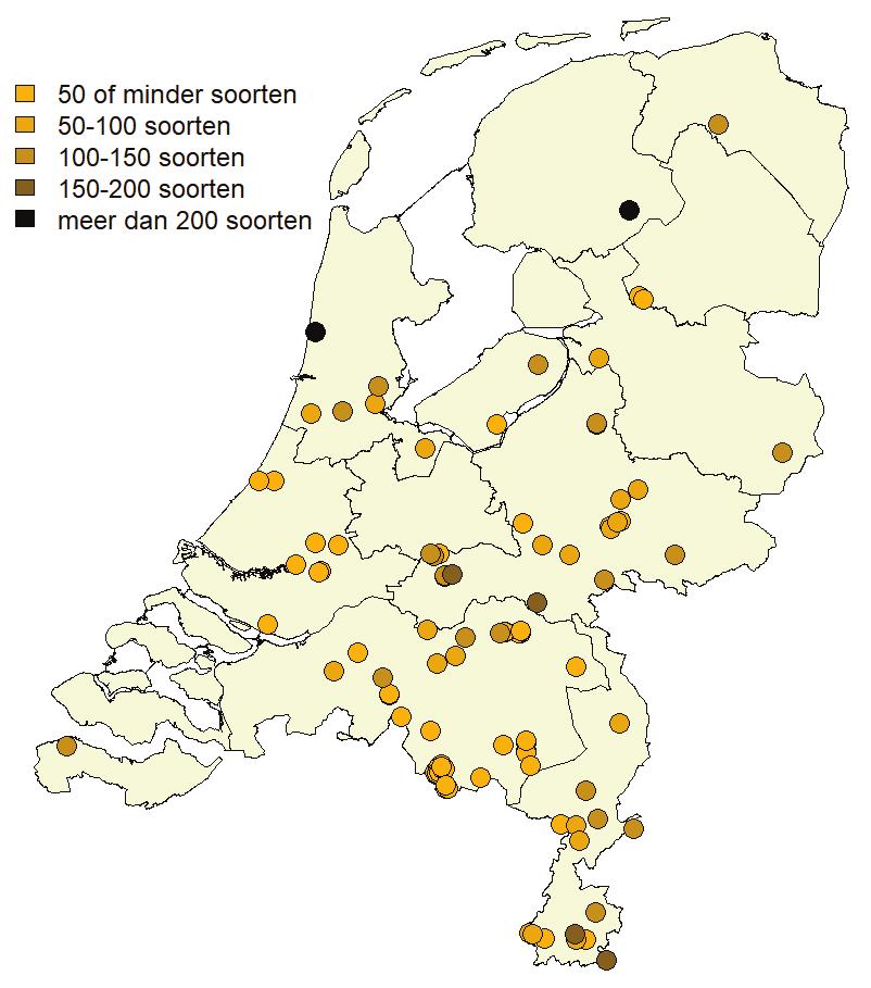 Dit komt onder andere doordat veel tellingen zijn ingevoerd die voor projecten in natuurgebieden hebben plaatsgevonden.