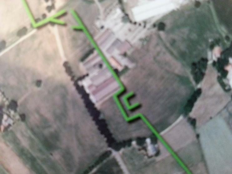doorsnede linie Luchtfoto: Eefselerweg 12, groene lijn betreft projectie circumvallatielinie.