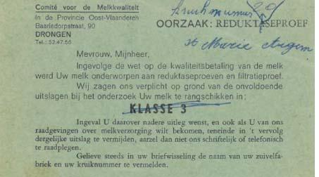 Interprofessionele samenwerking in de zuivelketen : een lange traditie 1962 : KB houdende inrichting van een officiële classificatie van de kwaliteit van de melk en van de room geleverd aan de