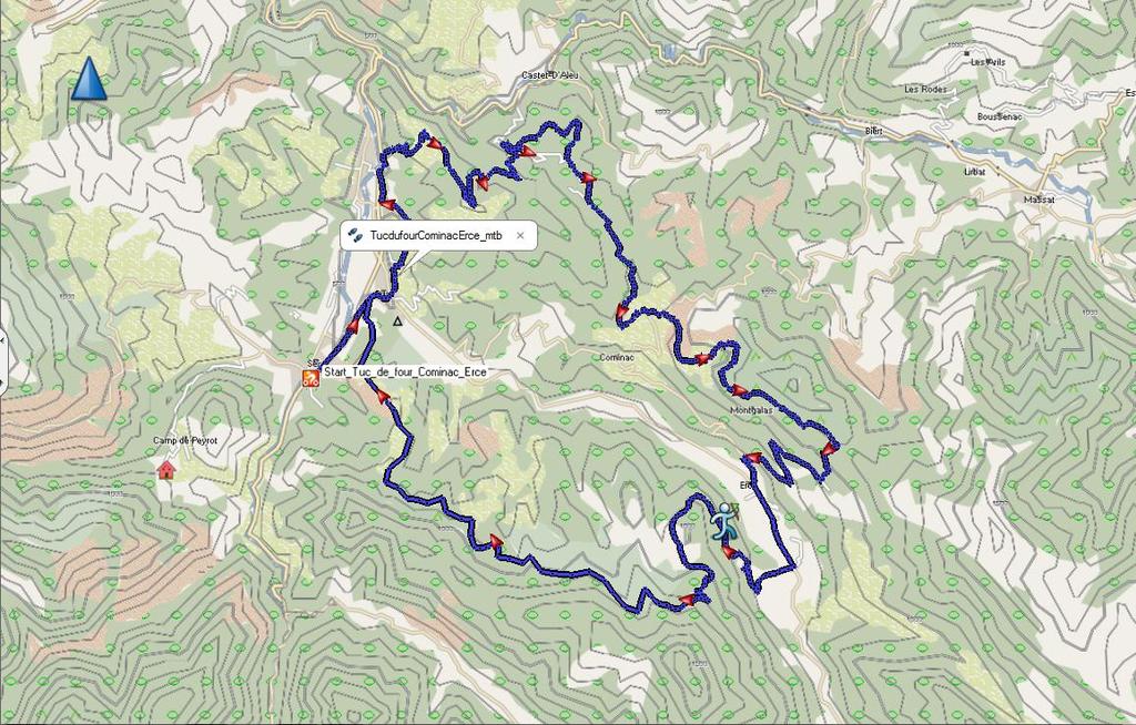 Tour Tuc du Four Cominac - Erce Afstand: Hoogtemeters: 45 km 1870 m Algemeen Een tocht waarbij je door het kruisen van verschillende bergruggen, verschillende dalen aandoet.