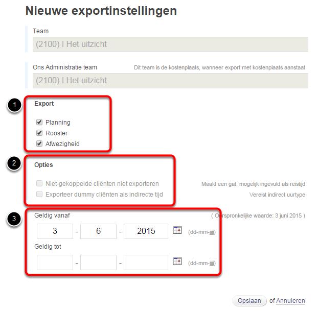 Op deze plek is aan te geven of niet gekoppelde cliënten wel of niet geëxporteerd dienen te worden, en of dummy-cliënten als indirecte tijd geëxporteerd dienen te worden. 3.