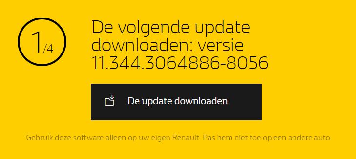 Stap 1: download de software-update Screenshot ter illustratie.