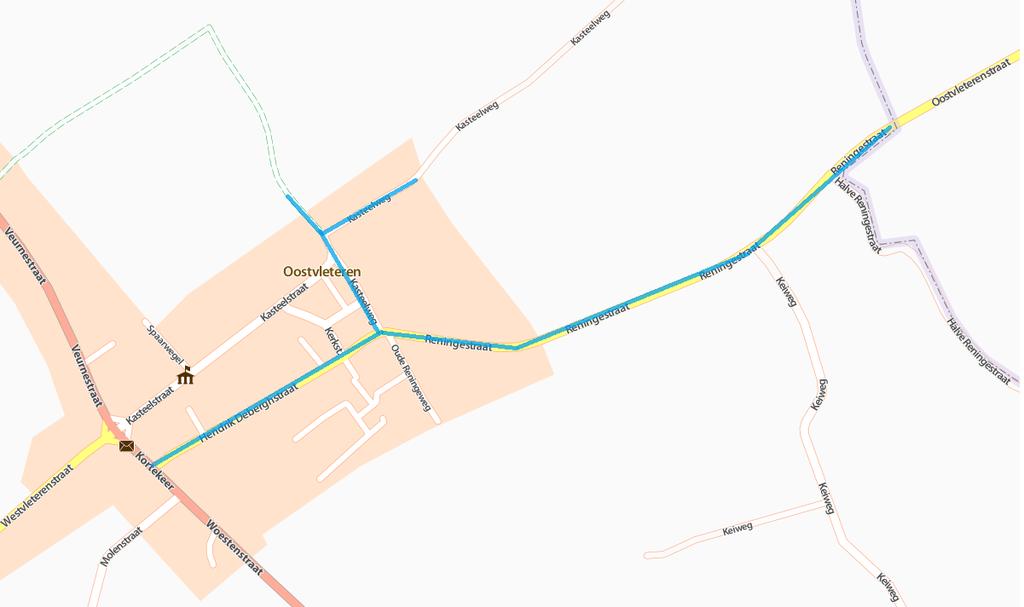 Stratenplan met het traject