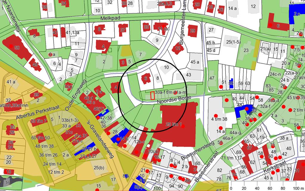 Noordse Bosje 33B te Hilversum Bodeminformatie Legenda Geselecteerde locatie 50-meter straal Percelen Onderzoeken Verontreinigingscontouren