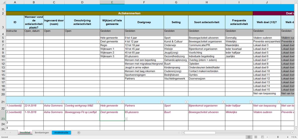 5. Werkblad registratie activiteiten Het is goed om samen met partners gegevens te verzamelen voor monitoring en evaluatie.